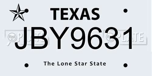 JBY9631 Texas License Plate