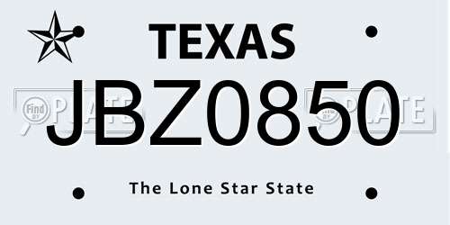 JBZ0850 Texas License Plate