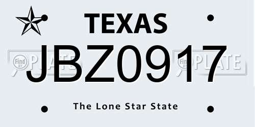 JBZ0917 Texas License Plate