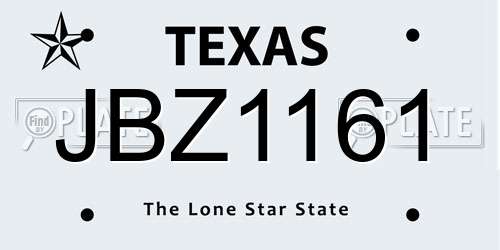 JBZ1161 Texas License Plate