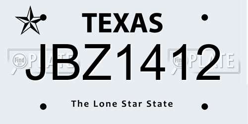 JBZ1412 Texas License Plate