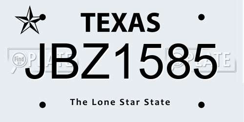 JBZ1585 Texas License Plate