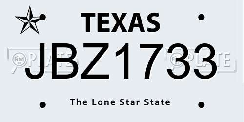 JBZ1733 Texas License Plate