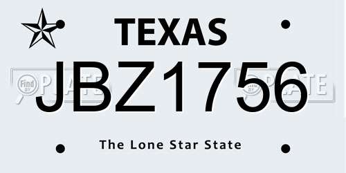 JBZ1756 Texas License Plate