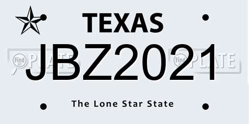 JBZ2021 Texas License Plate