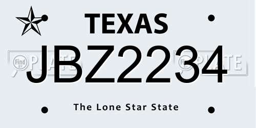 JBZ2234 Texas License Plate