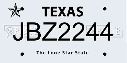 JBZ2244 Texas License Plate