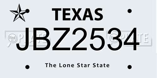 JBZ2534 Texas License Plate
