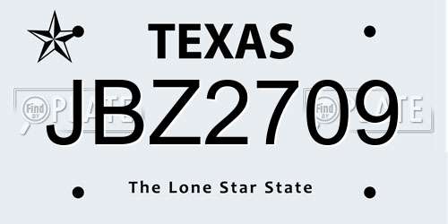 JBZ2709 Texas License Plate