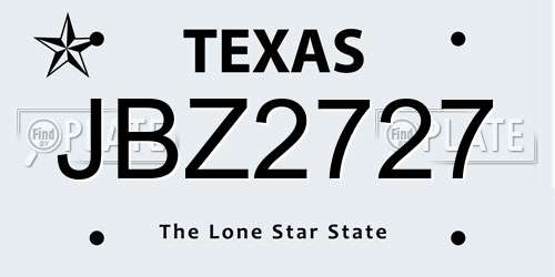 JBZ2727 Texas License Plate