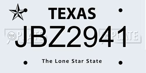 JBZ2941 Texas License Plate