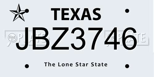 JBZ3746 Texas License Plate