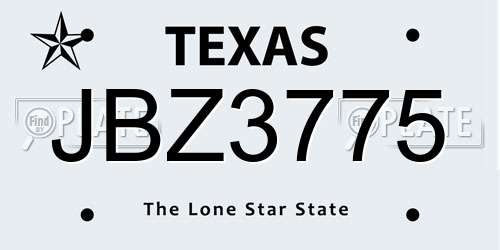 JBZ3775 Texas License Plate