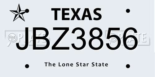 JBZ3856 Texas License Plate
