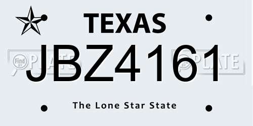 JBZ4161 Texas License Plate