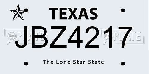 JBZ4217 Texas License Plate