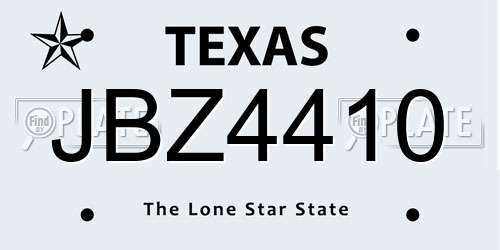 JBZ4410 Texas License Plate