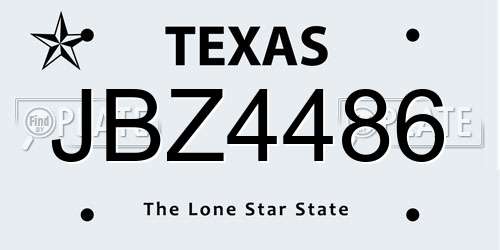 JBZ4486 Texas License Plate