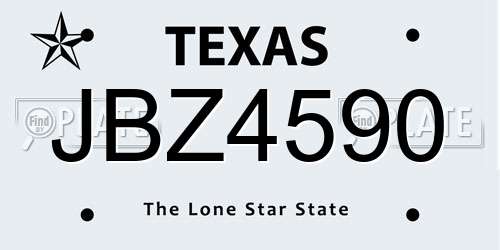 JBZ4590 Texas License Plate