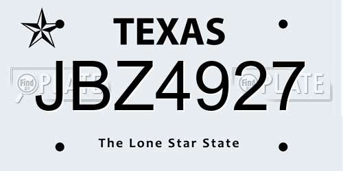 JBZ4927 Texas License Plate