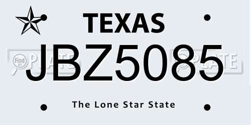 JBZ5085 Texas License Plate