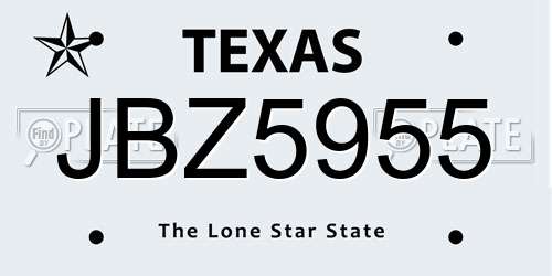 JBZ5955 Texas License Plate