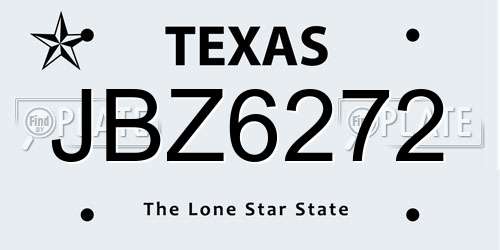 JBZ6272 Texas License Plate