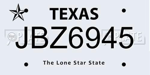 JBZ6945 Texas License Plate