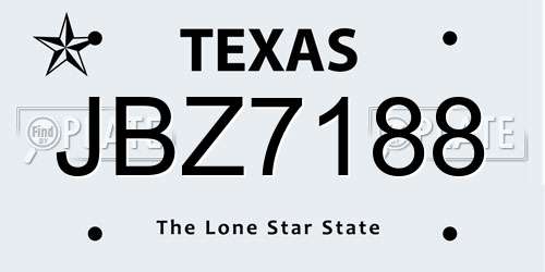 JBZ7188 Texas License Plate
