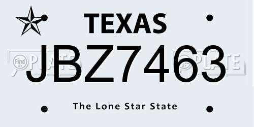 JBZ7463 Texas License Plate