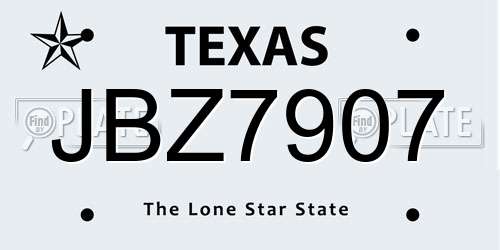JBZ7907 Texas License Plate