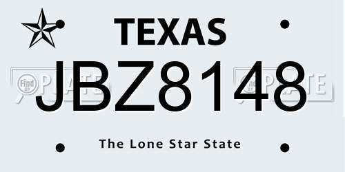 JBZ8148 Texas License Plate
