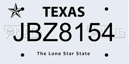 JBZ8154 Texas License Plate