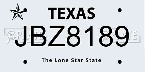JBZ8189 Texas License Plate