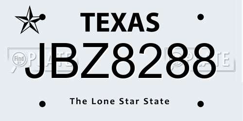 JBZ8288 Texas License Plate
