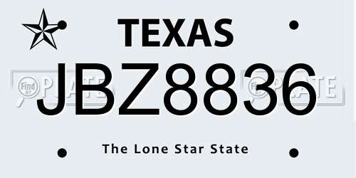 JBZ8836 Texas License Plate