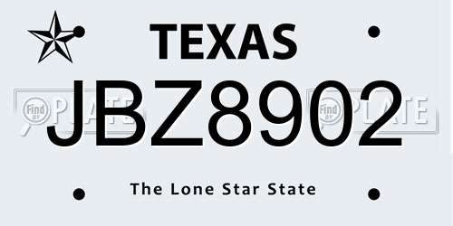 JBZ8902 Texas License Plate