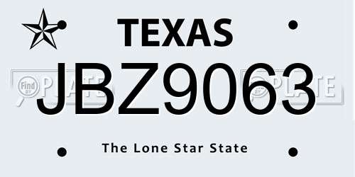 JBZ9063 Texas License Plate