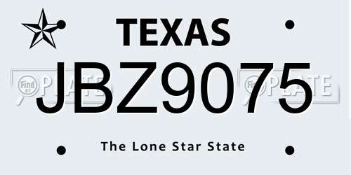 JBZ9075 Texas License Plate