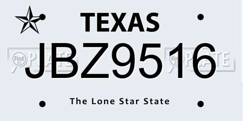 JBZ9516 Texas License Plate