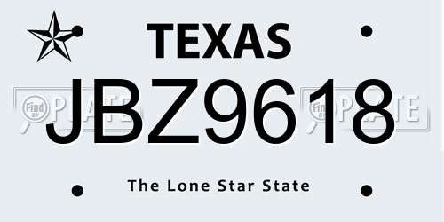 JBZ9618 Texas License Plate