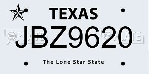 JBZ9620 Texas License Plate