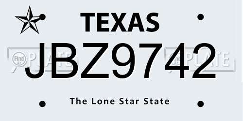 JBZ9742 Texas License Plate