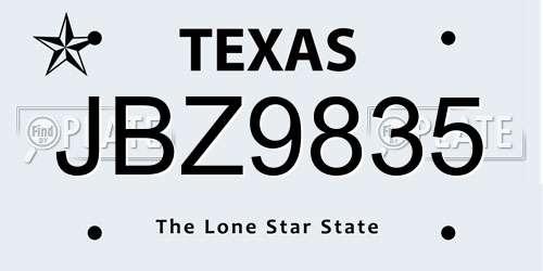 JBZ9835 Texas License Plate