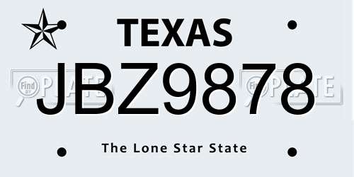 JBZ9878 Texas License Plate