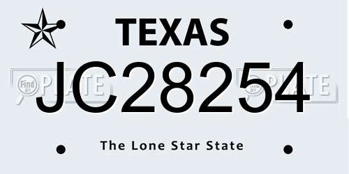 JC28254 Texas License Plate