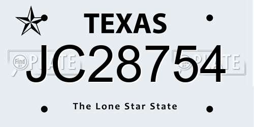 JC28754 Texas License Plate