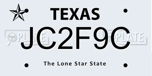 JC2F9C Texas License Plate