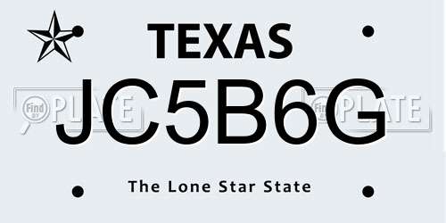JC5B6G Texas License Plate