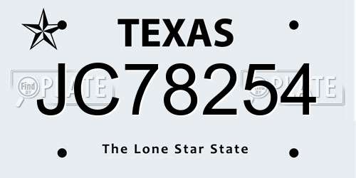 JC78254 Texas License Plate